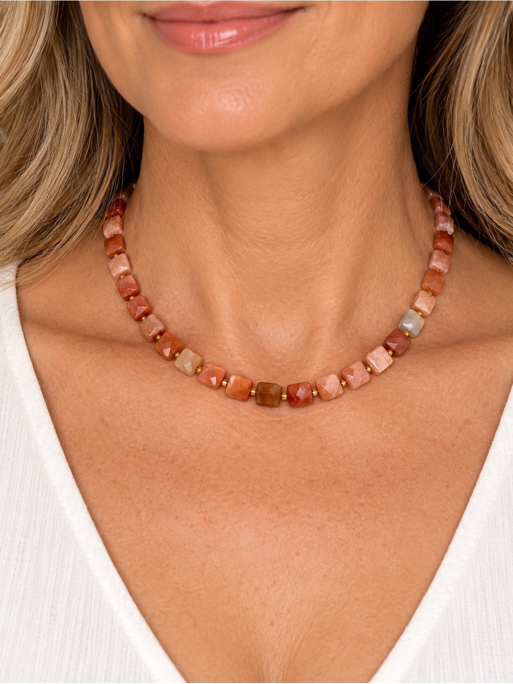 Peach Moonstone Gold Filled Necklace
